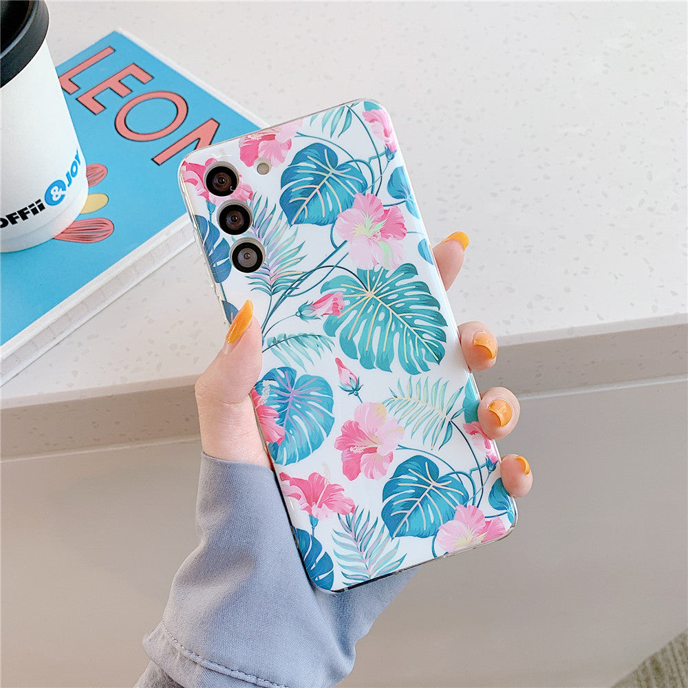 Blumenmuster Laser-Handyhülle von Mein Shop, schützende Handyhülle mit bunten Blumen für Smartphones.