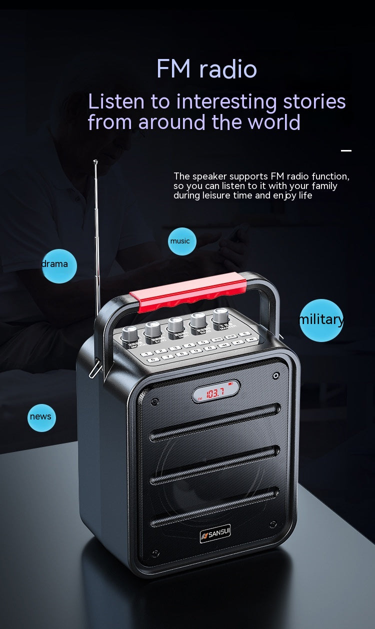 Quadrat Audio tragbarer Hochleistungs-Subwoofer, kompakt und robust, mit Lautsprechergitter und Bedienelementen sichtbar