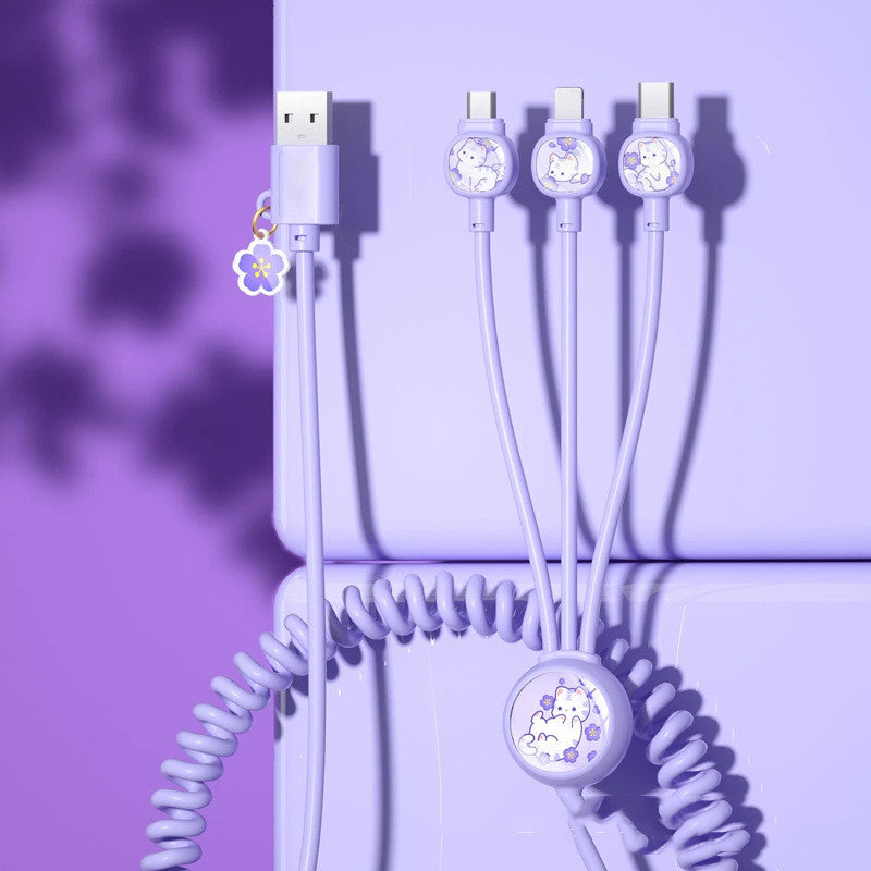 Mehrfach-USB-Datenkabel von Mein Shop, kreative Geschenkidee, flexible Ladekabel für Smartphone und Tablets in frühlingshaftem Design