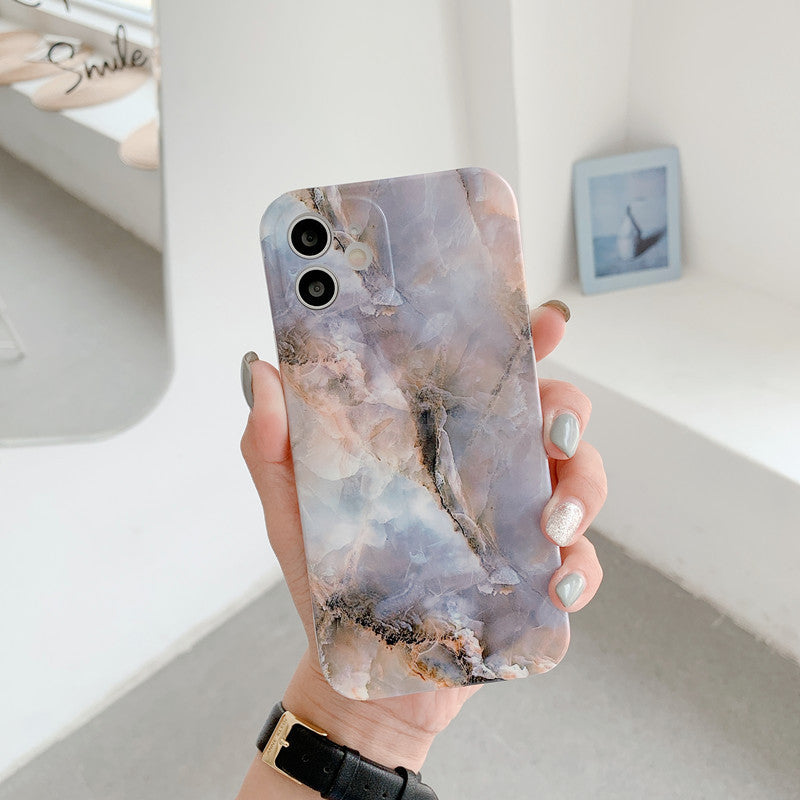 Weiße Handyhülle mit Marmor-Design, vollumfänglichen Schutz, Creative Marble Soft Full Cover für Smartphone