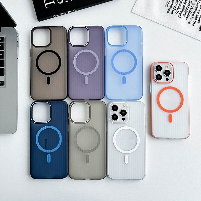 Mattierte, gewellte Handyhülle aus Wellpappe-Design von Mein Shop, schützt das Smartphone stilvoll.