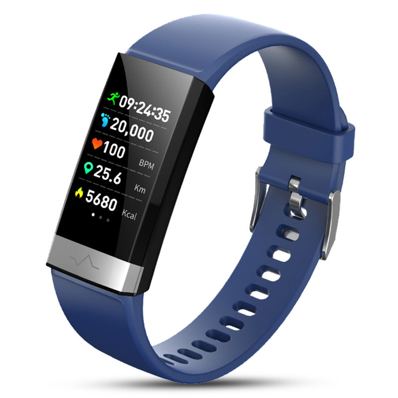 Schwarzes V19 Smart-Armband von Mein Shop mit digitalem Display und Fitness-Tracking-Funktionen.