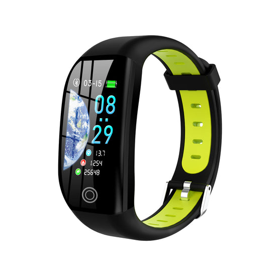 Smart-Sportarmband von Mein Shop, schwarzes Fitness-Band mit digitalem Display und verstellbarem Verschluss.