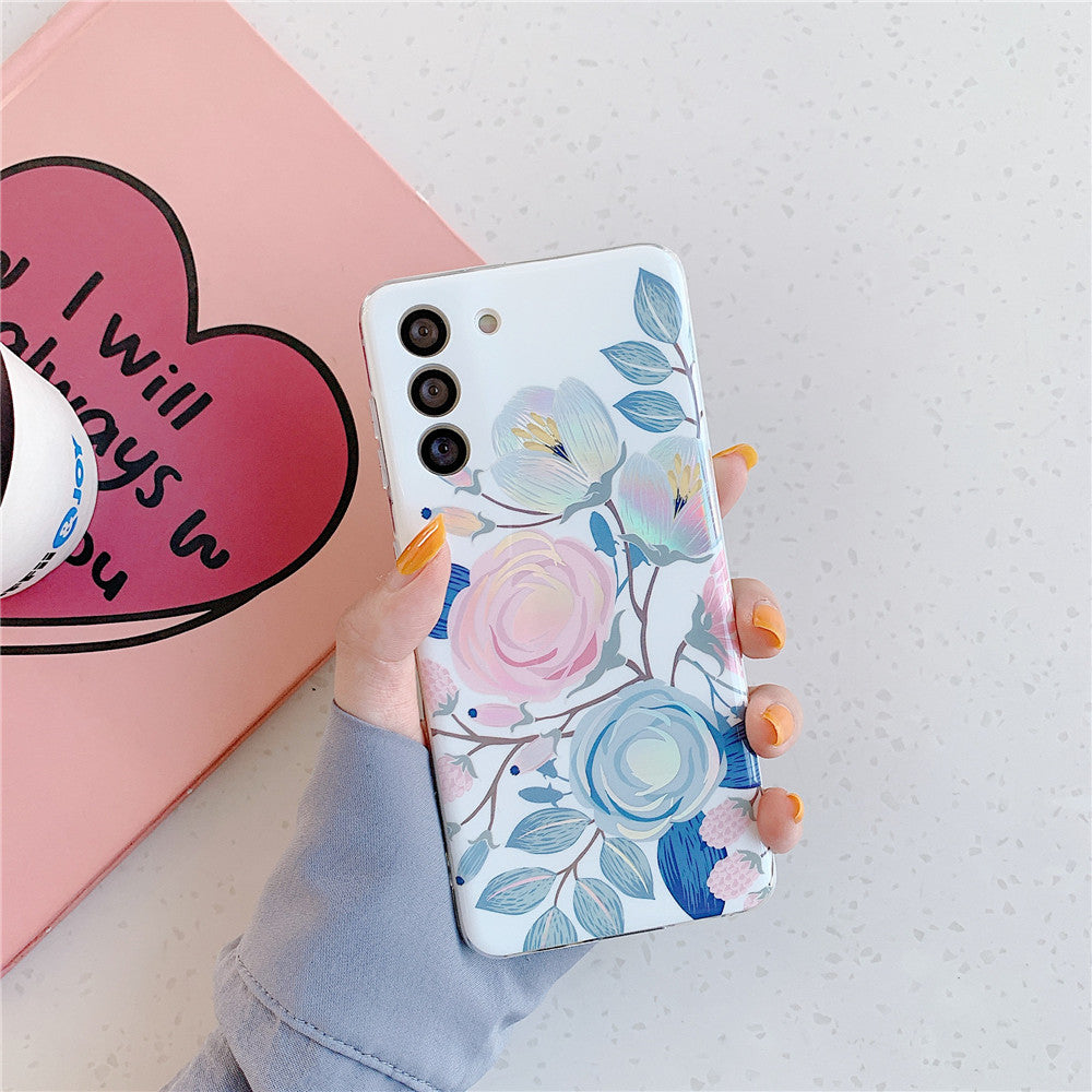 Blumen Laser-Handyhülle zum Schutz, mit bunten Blumenmuster, passend für verschiedene Smartphone-Modelle.