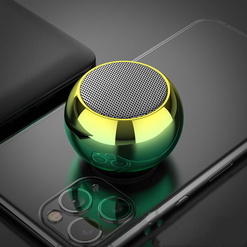Bunte kabellose Lautsprecher von Mein Shop, runder Stahl-Design, 3D-Elektroplattierung, Bluetooth, Radio und Subwoofer in Blau