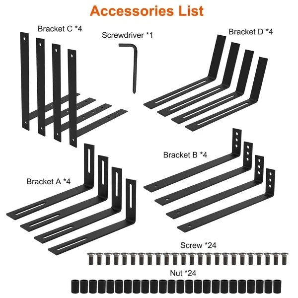Vier verstellbare Blumenkastenhalter aus Metall, Fensterbank- und Balkonhalter, ohne Bohrung, für Garten und Balkon.
