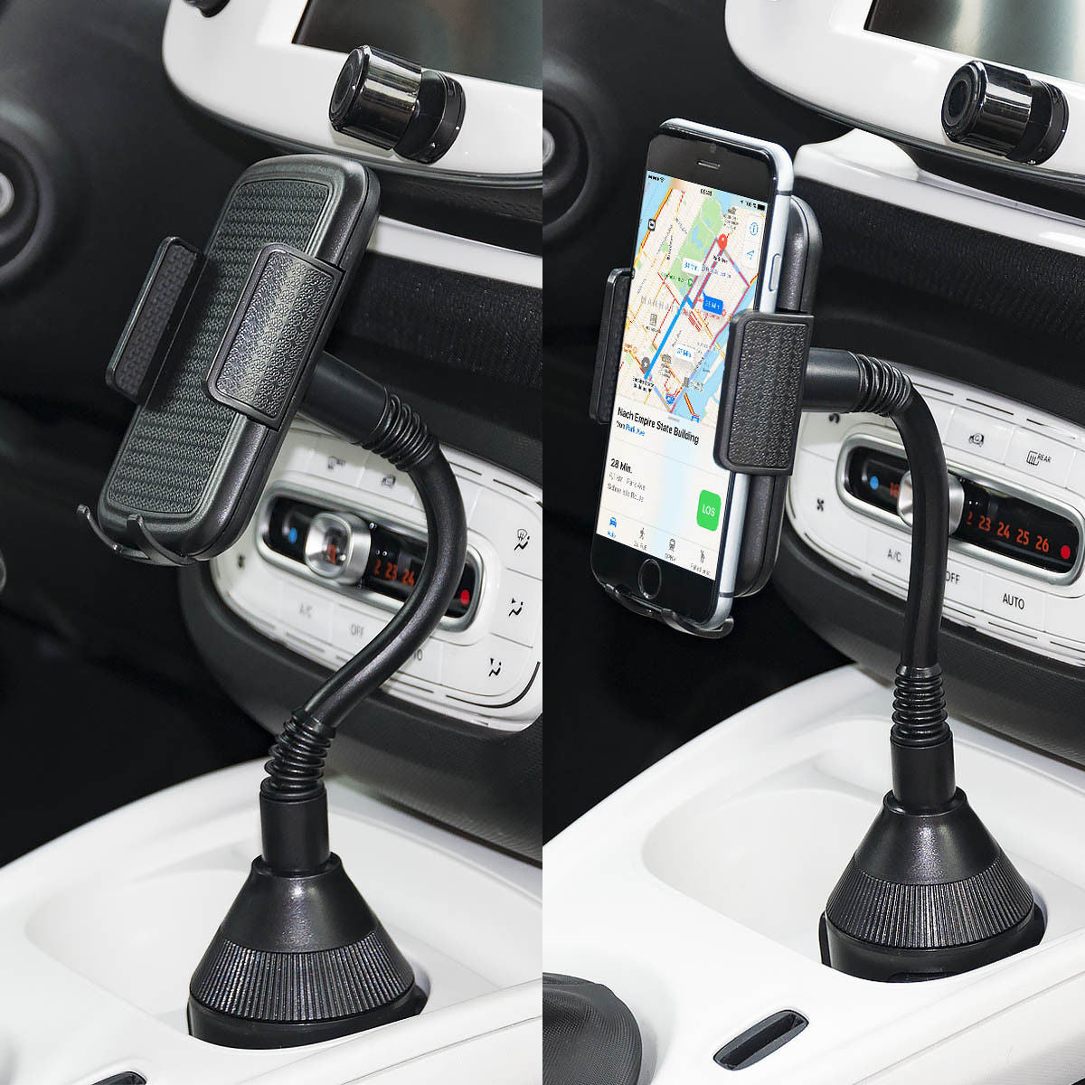Auto-Armlehnenhalter für Handy Modell 090-080B, schwarze Autohalterung für Mobiltelefone im Fahrzeug.