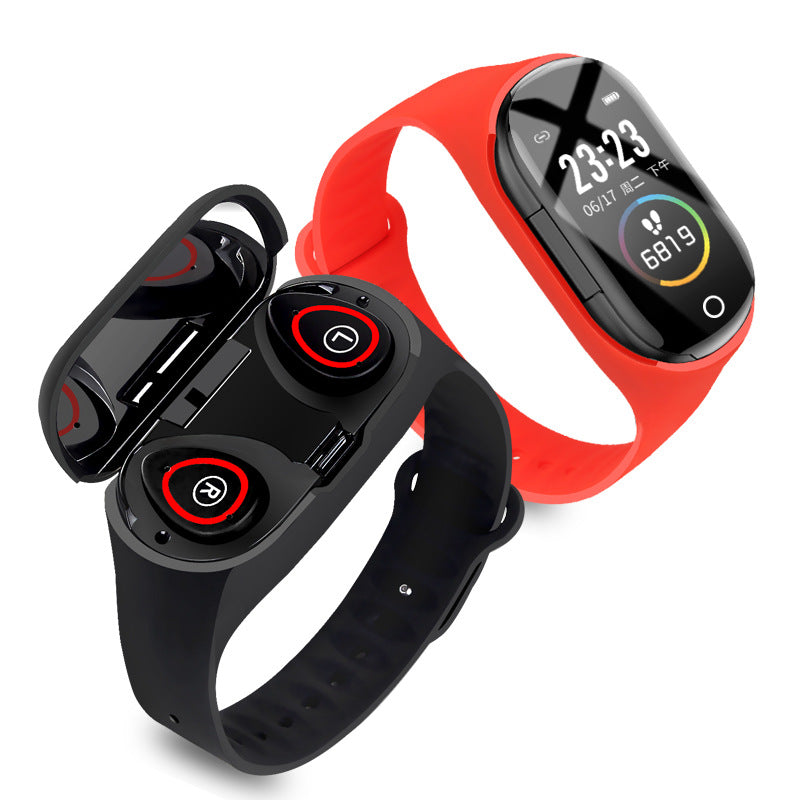Smart Armband und Ohrhörer von Mein Shop, kabelloses Fitness- und Musik-Set, tragbar und bequem.