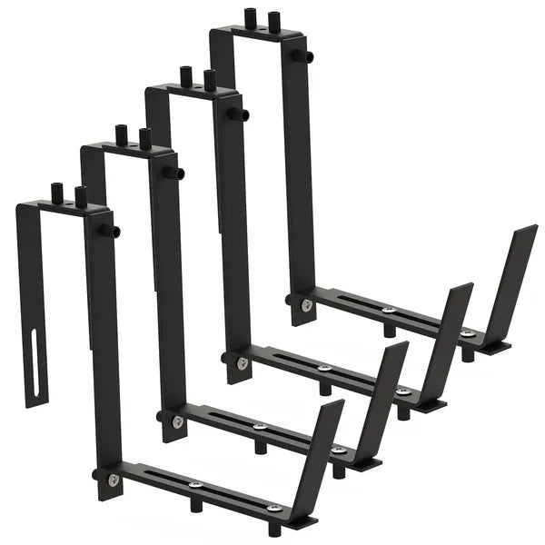 Vier verstellbare Blumenkastenhalter für Fensterbänke und Geländer, aus Metall, ohne Bohren, für Balkone und Gärten.