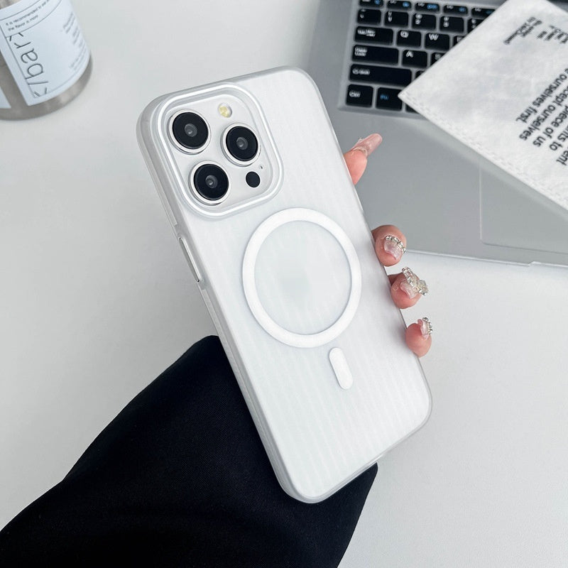 Gerade matte Klapphülle für Smartphone mit Wellmuster, passend für verschiedene Modelle, in dunkler Farbe.