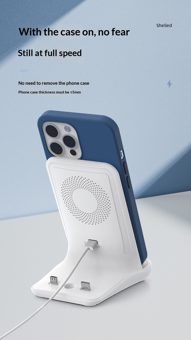 Drahtloses Schnellladegerät für Smartphones im Standdesign, schwarz, mit LED-Anzeige, kompatibel mit verschiedenen Handymodellen