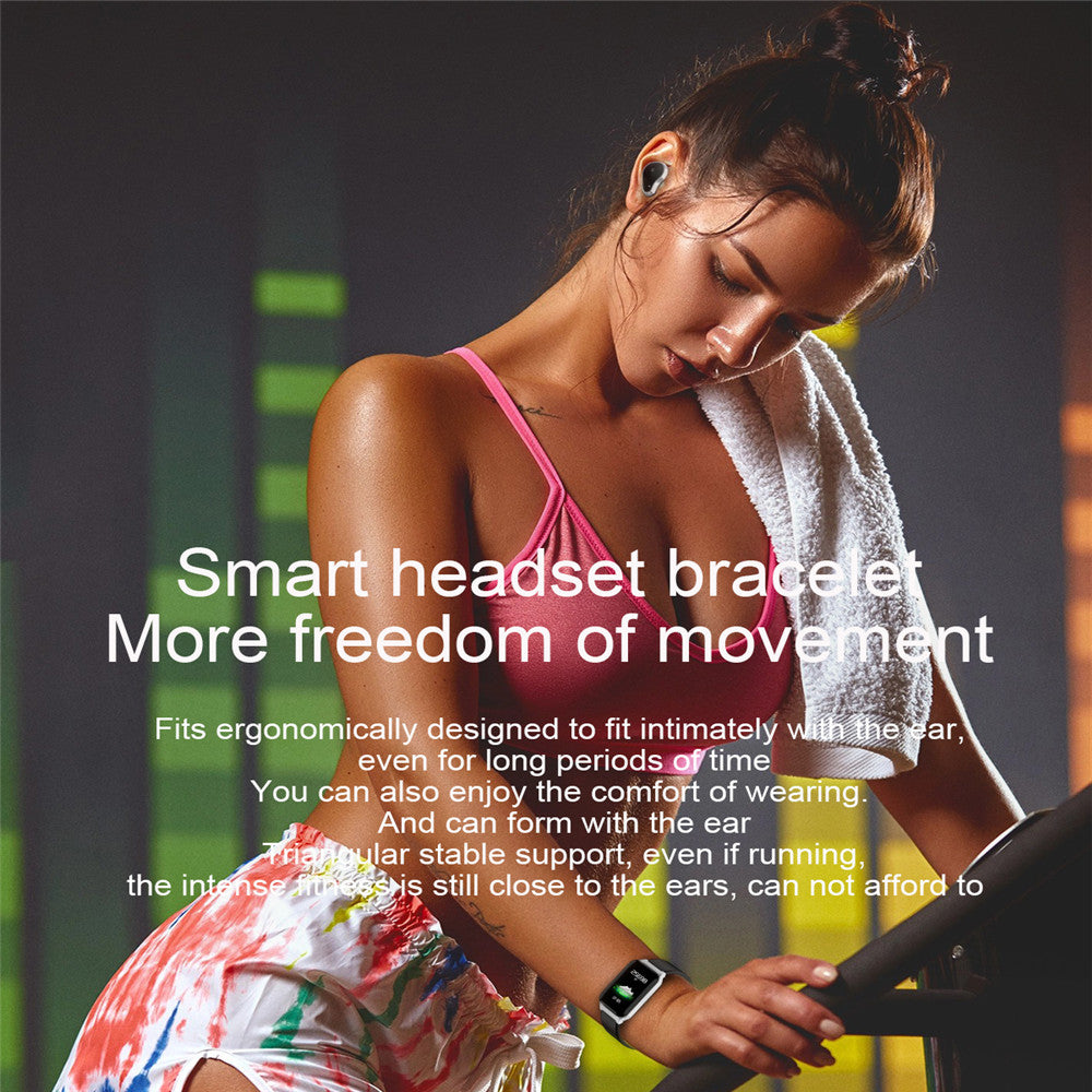 Schwarzes L818 Smart-Armband von Mein Shop mit Display und Fitness-Tracking-Funktionen, auf einem weißen Hintergrund.