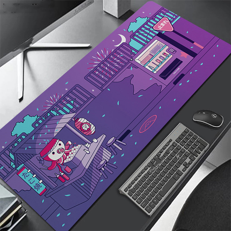 Langes, schwarzes Gaming- und Büro-Mauspad von Mein Shop mit rutschfester Unterseite und glatter Oberfläche.