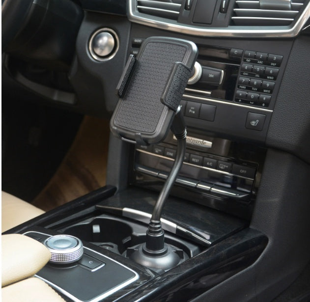 Autofahrzeug Getränkehalter und Handyhalter Modell 090-080B von Mein Shop, zeigt die Befestigung im Auto, robuste Konstruktion