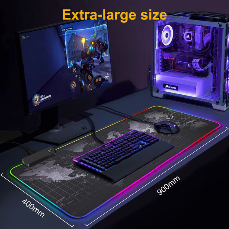 Luminous RGB Gaming-Mauspad, große, bunte Beleuchtung, rutschfeste Unterseite, dicke Oberfläche für komfortables Spielen