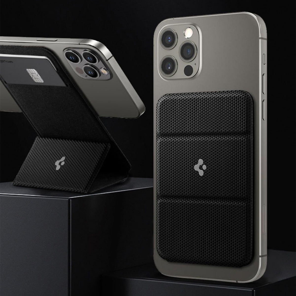 Magnetischer Kartenhalter für Mobiltelefon, praktische Handy-Halterung mit Kartenfach, in neutralem Design, von Mein Shop.
