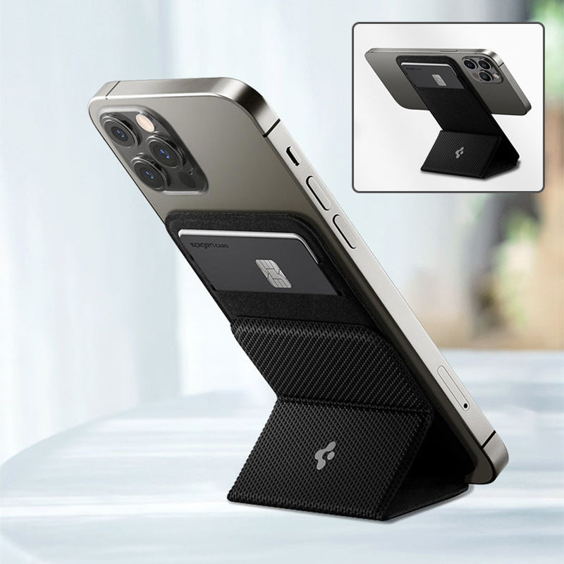 Magnetischer Kartenhalter für Mobiltelefon, Handyhalter und Zubehör, in schwarzer Farbe, passend für Karten und Smartphone.