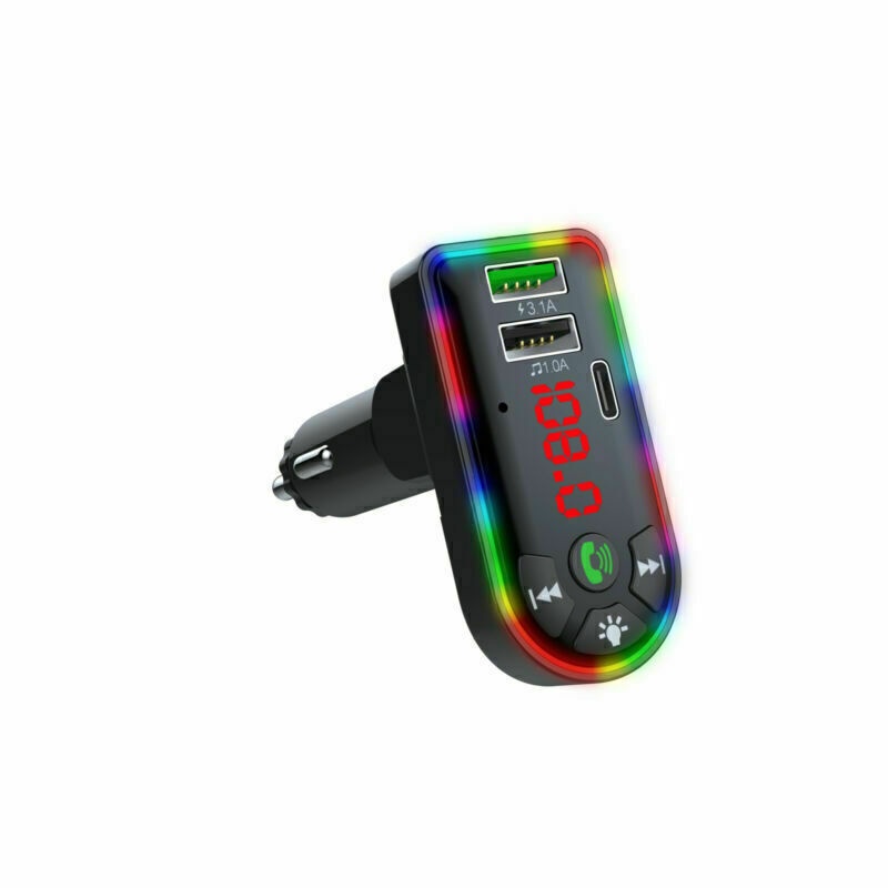 Bluetooth 5.0 MP3 Player und FM Transmitter im Auto mit USB-Ladegerät, kompatibel mit Mein Shop Car Adapter, modernes Design