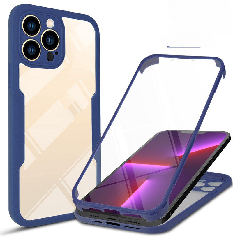 Schwarze Handyhülle von Mein Shop, Front- und Rückenschutz für Smartphone, flexibles, robustes Material, schützt das Gerät vor Kratzern