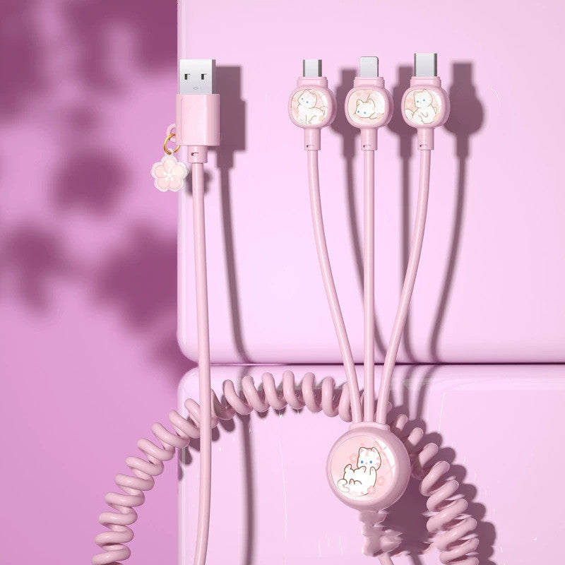 Mehrfach-ladekabel Creative Gift Spring One For Three von Mein Shop, flexible Datenkabel in bunten Farben, langlebig und praktisch